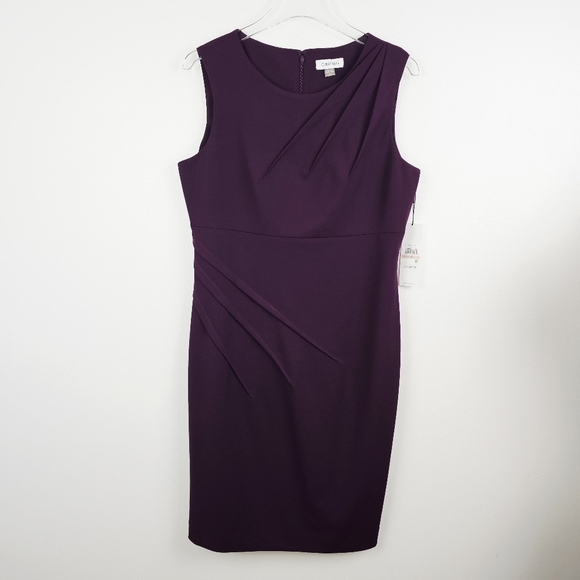 Calvin Klein Purple Wine Sleeveless Sheath Dress NWT - Picture 1 of 13